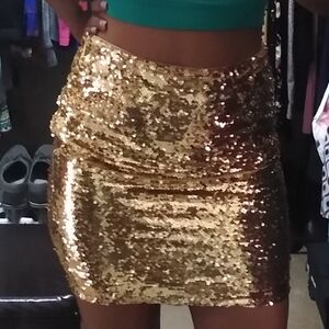 Marc New York Gold Sequin Mini Skirt